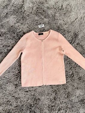 T Tahari Light Pink Zip Front Knit Cardigan